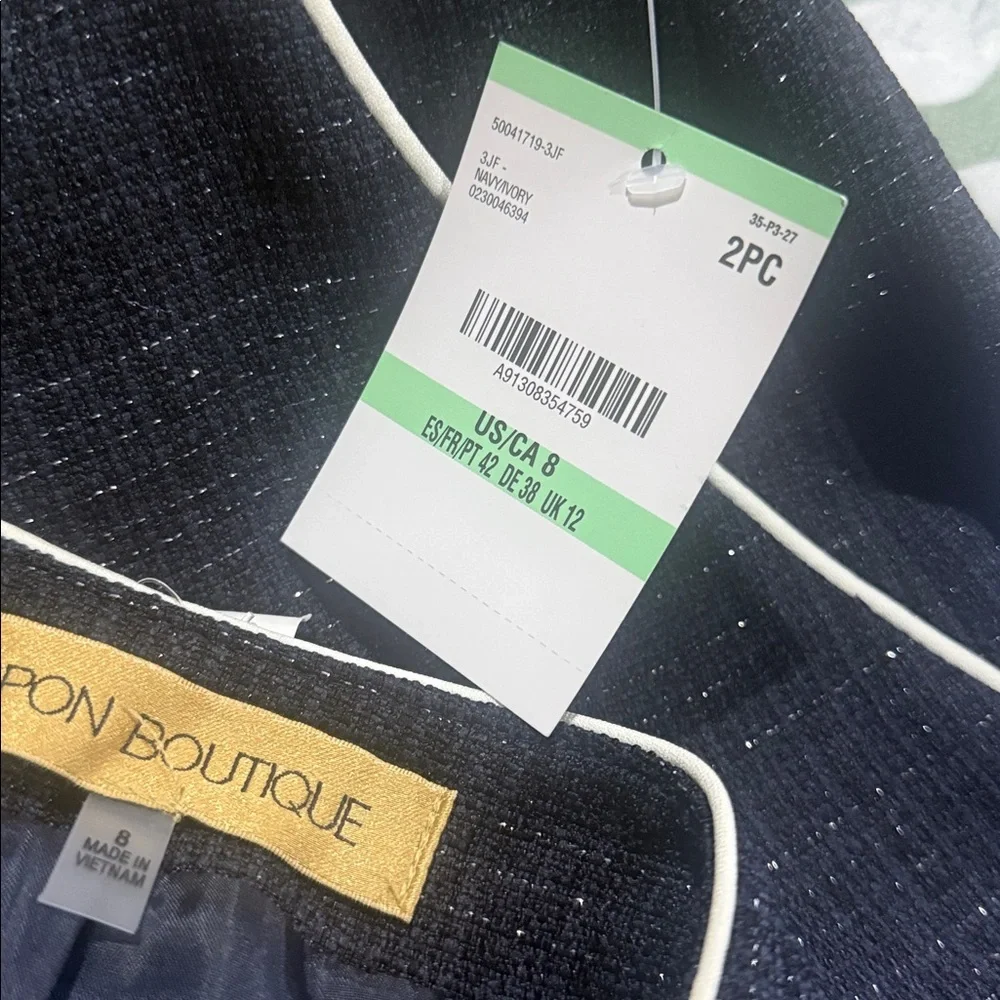 NWT NIPON BOUTIQUE Navy/Ivory 2pc Jacket And Skirt Suit
